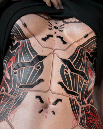 robot girls belly and under boobs